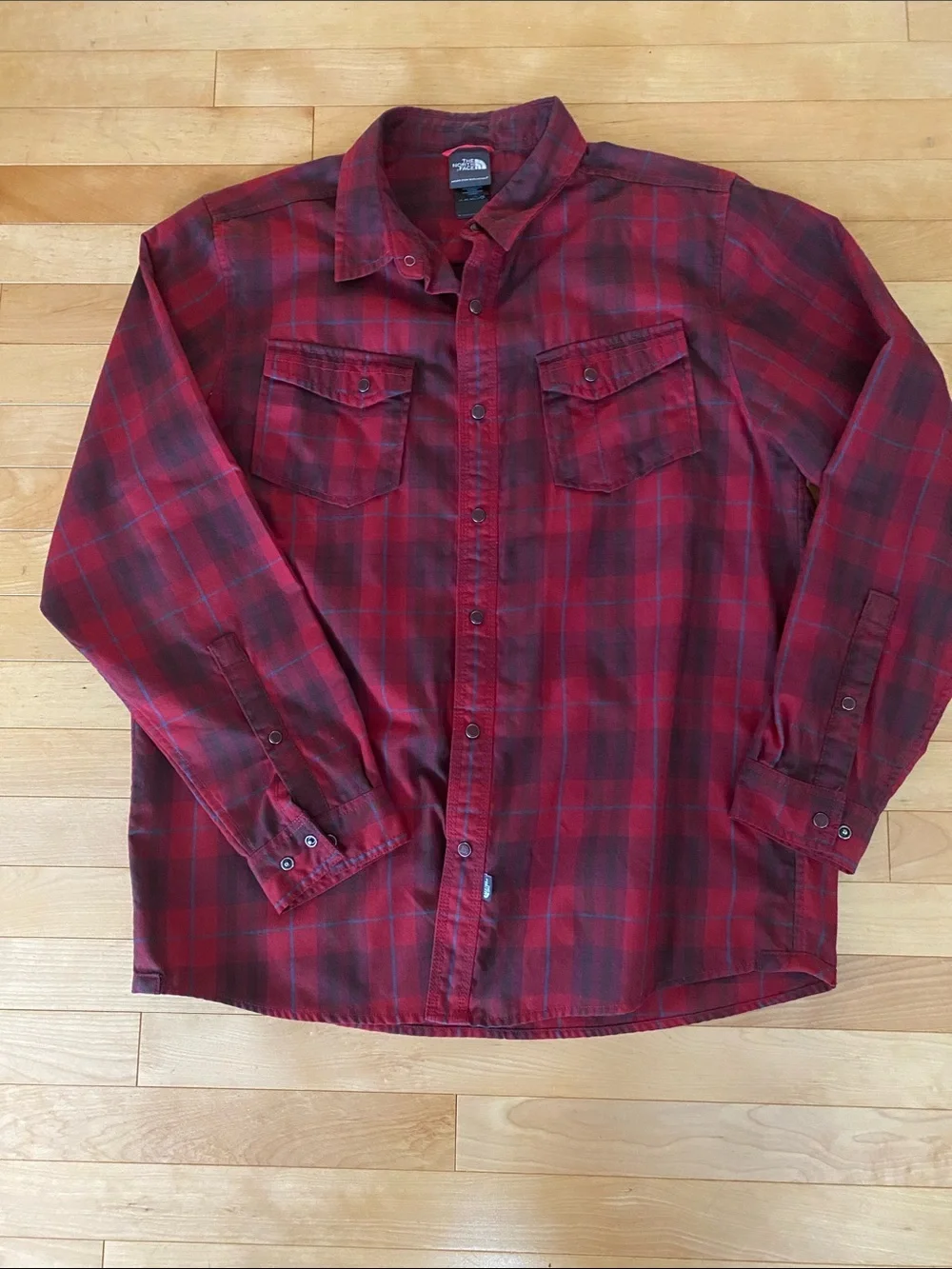 The North Face Red Plaid Long-Sleeve Snap Button-Down Shirt